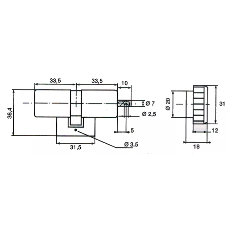 Bricard Bloctout cylinder with knob