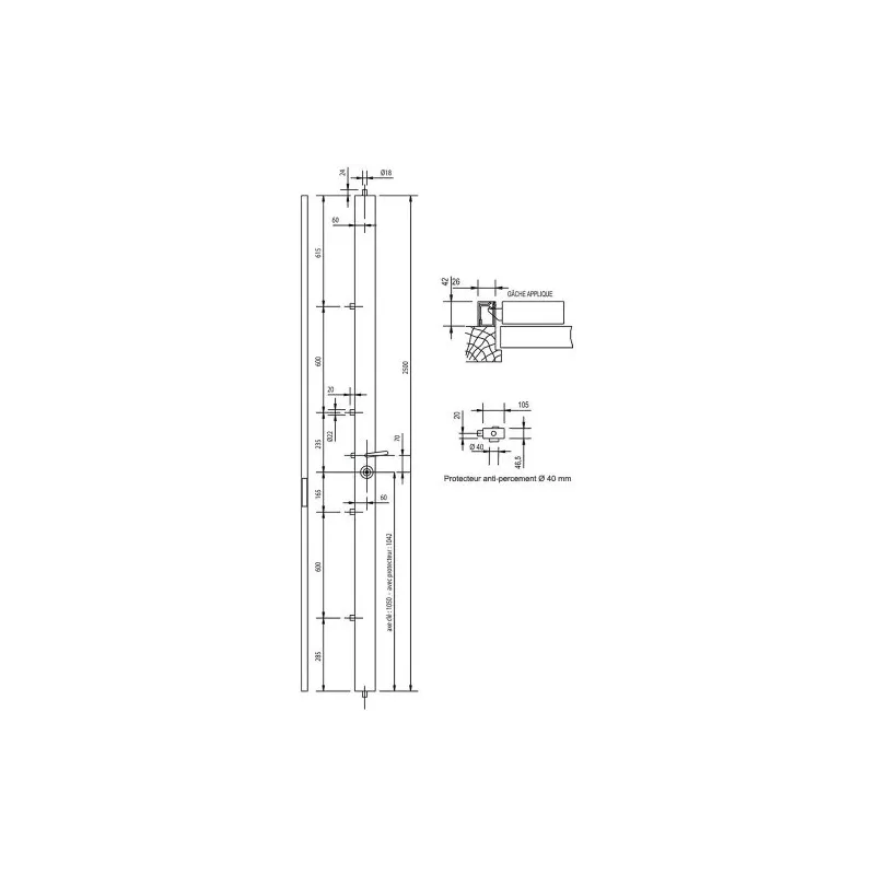 Serrure 5 points latéraux Héraclès Sésame 1