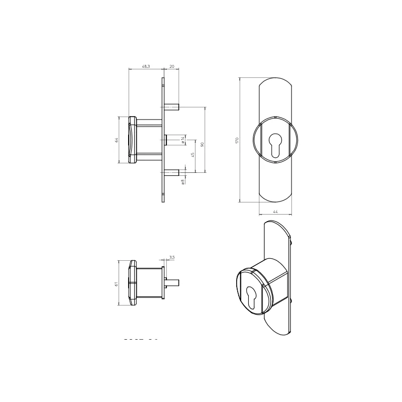 Fixed button exterior module for Luxor panic exit device