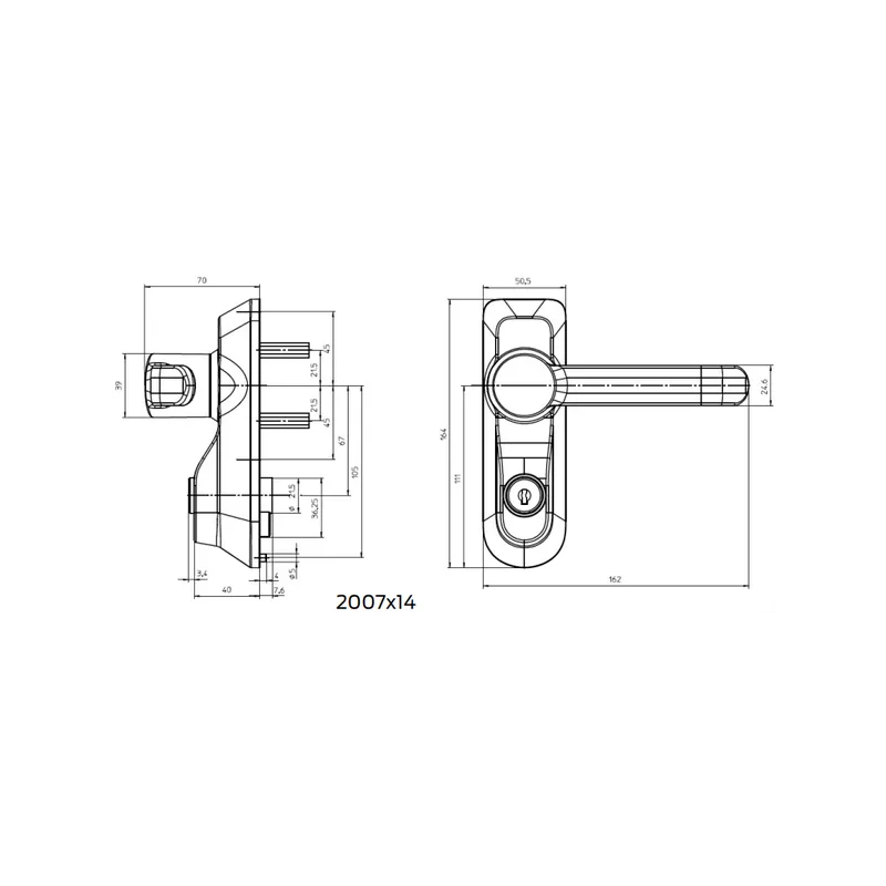 Handle for Bloctout or Supersûreté cylinder for Bricard panic exit devices
