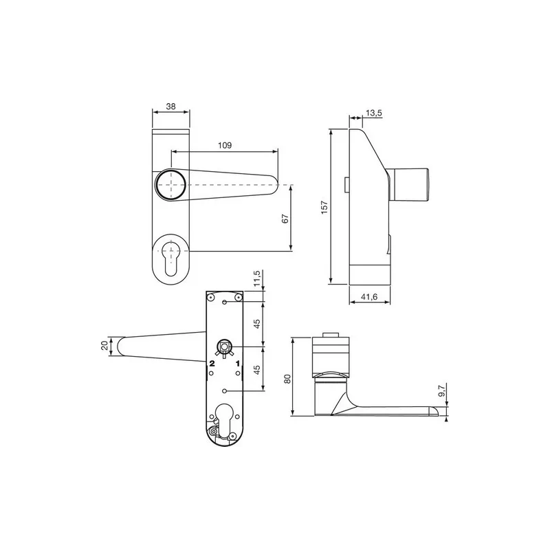 Outer handle for Vachette Alpha 6500 / 1600 panic lock