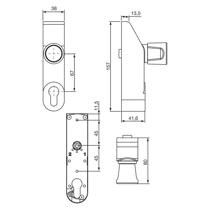 Outer knob handle for Vachette Alpha 6500 / 1600 panic lock