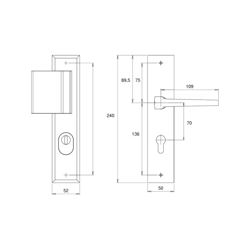 Dieckmann 8605 Pull + crutch handle set