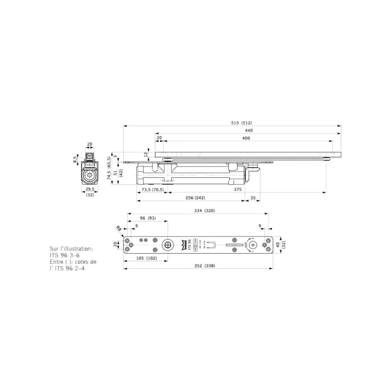 Bras glissière pour DormaKaba ITS 96