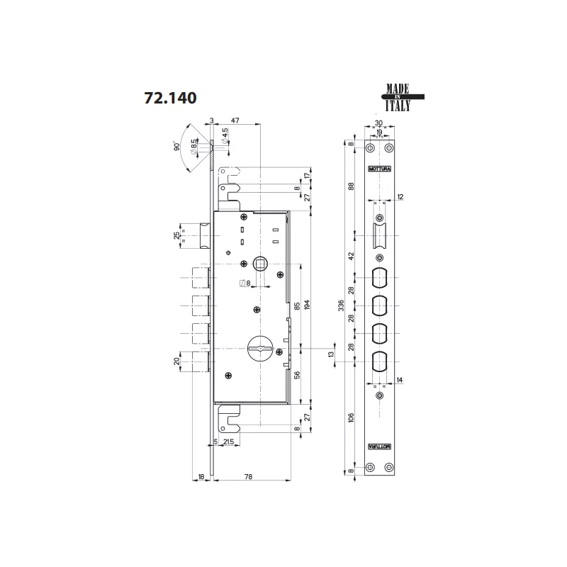 Mottura 72.140 mortise lock