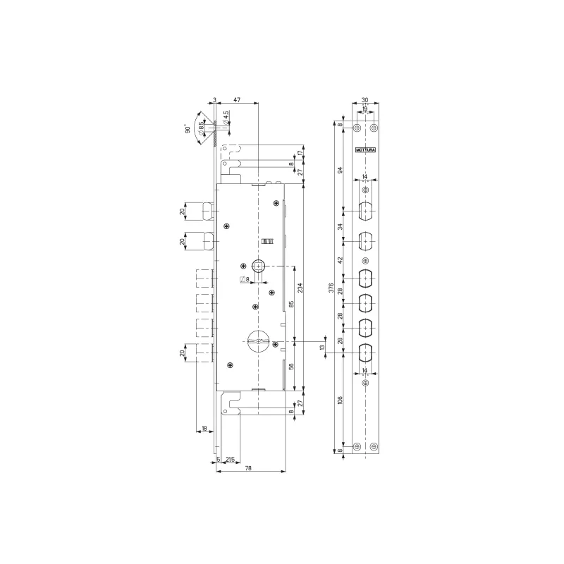 Serrure électrique Mottura 72.14ELE