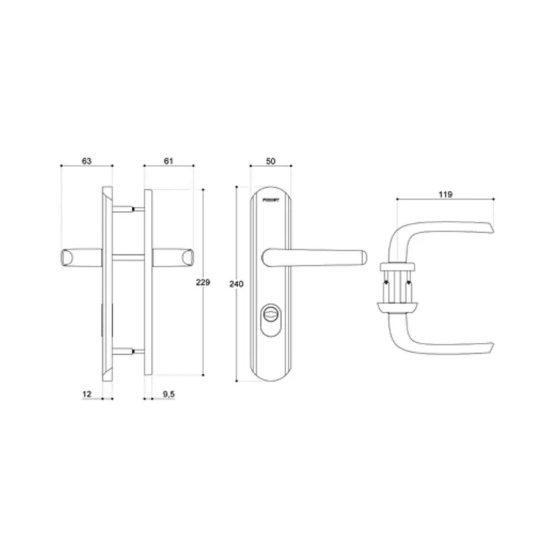 Fichet Robust double crutch handle set