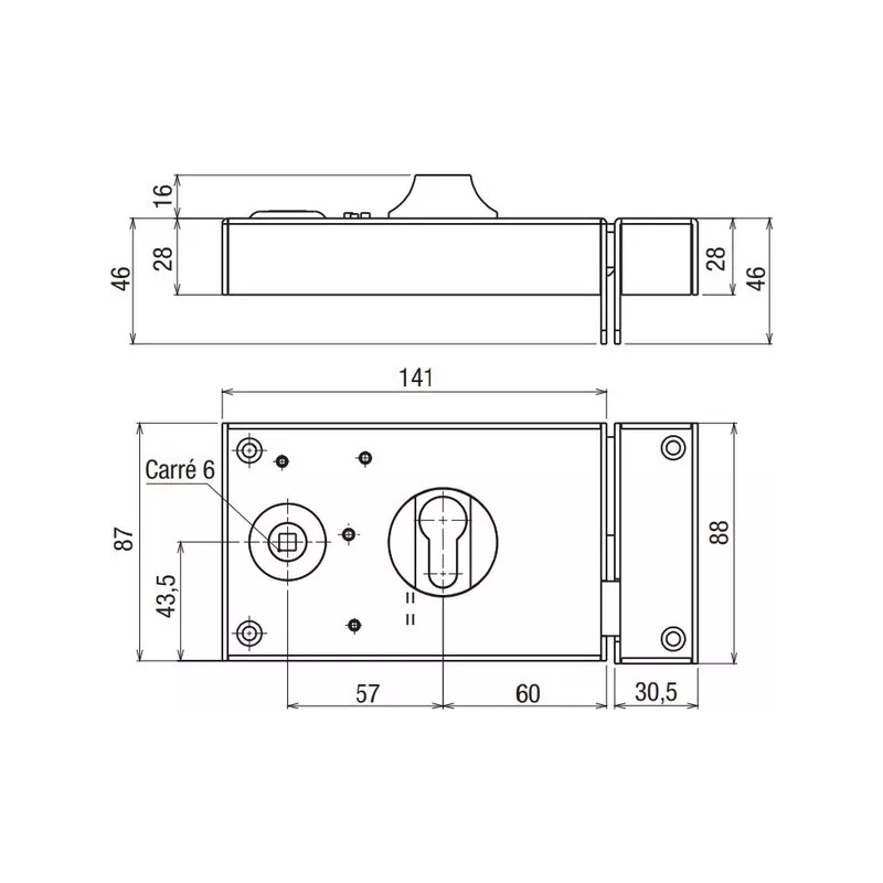 Serrure horizontale en applique - Devismes
