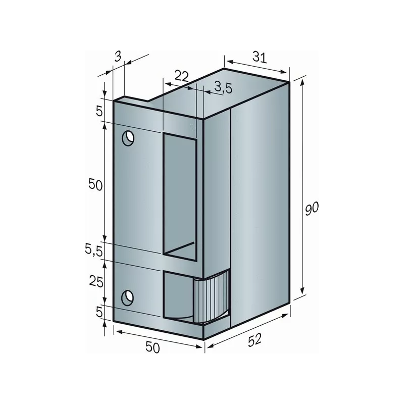 Gâche électrique Beugnot n°90 pour serrure horizontale