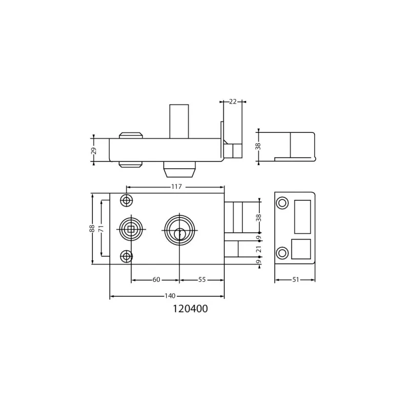 JPM Vega a2p2** 3-point horizontal lock with latch nut