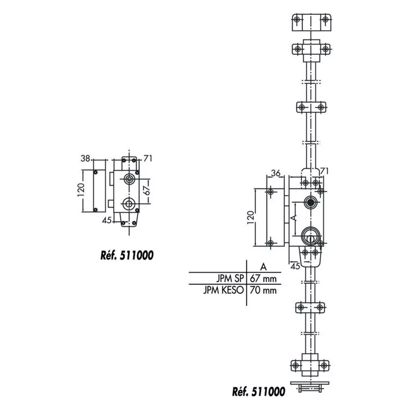 JPM Vega a2p2** 3-point vertical tumbler lock