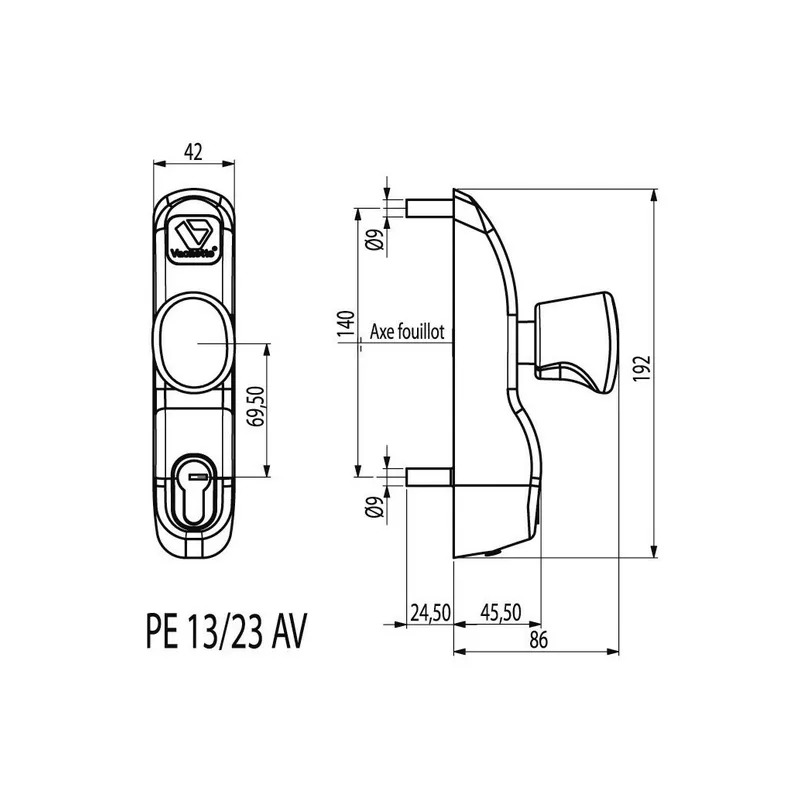 Knob handle for Vachette 1900 / 6800 panic device