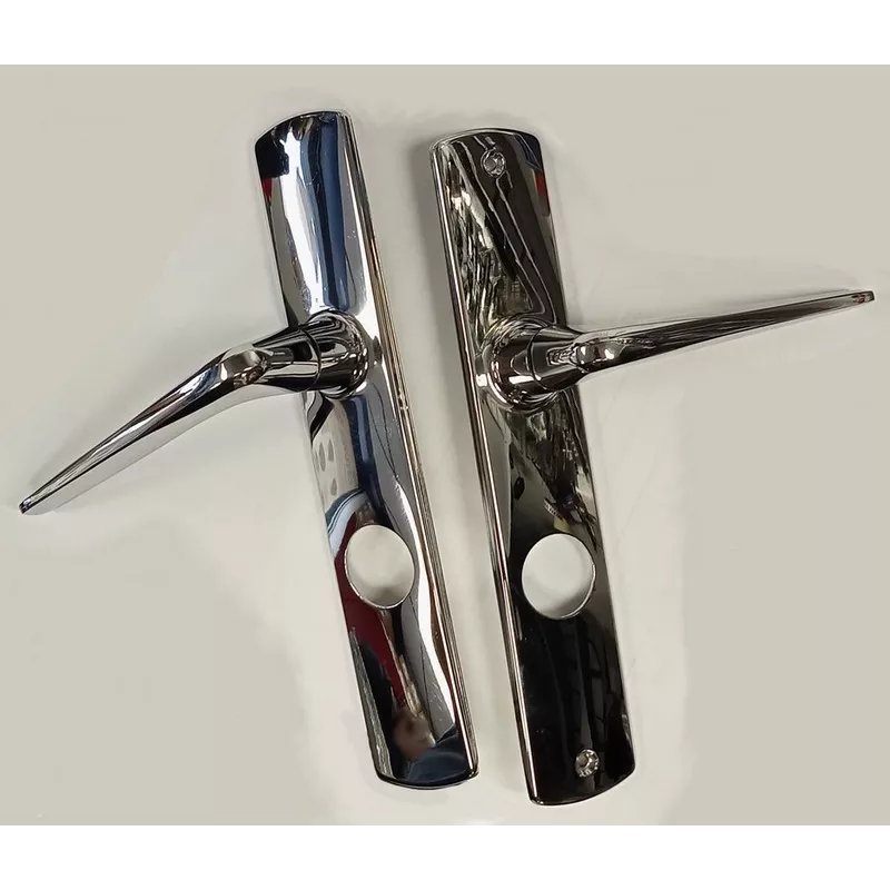 Double lever handle on FICHET plate for 26 mm mortise lock Double lever handle on FICHET plate for 26 mm mortise lock