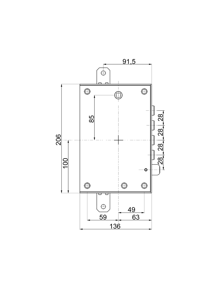 MOTTURA 85.571S28N Rim lock