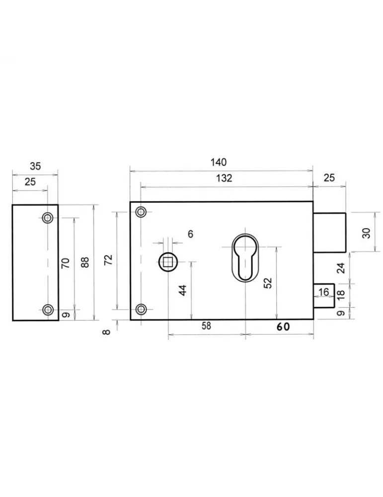 Serrure de porte à fouillot Métalux 9762