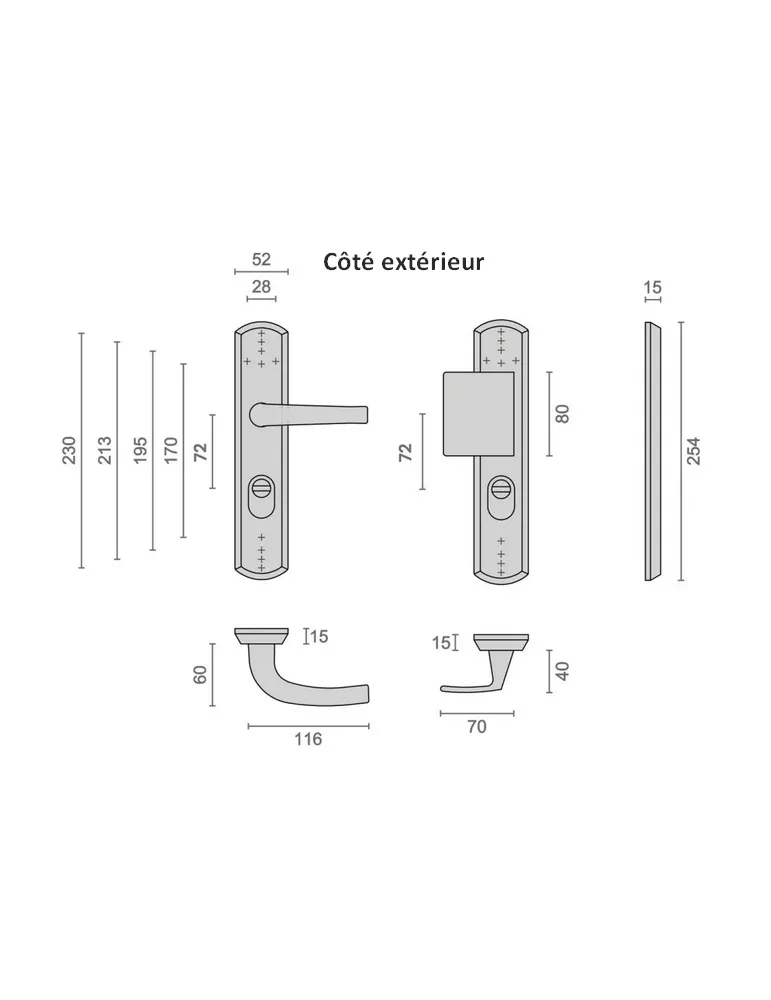 Armored handle Heracles Salomé EA72-EA85-EA92