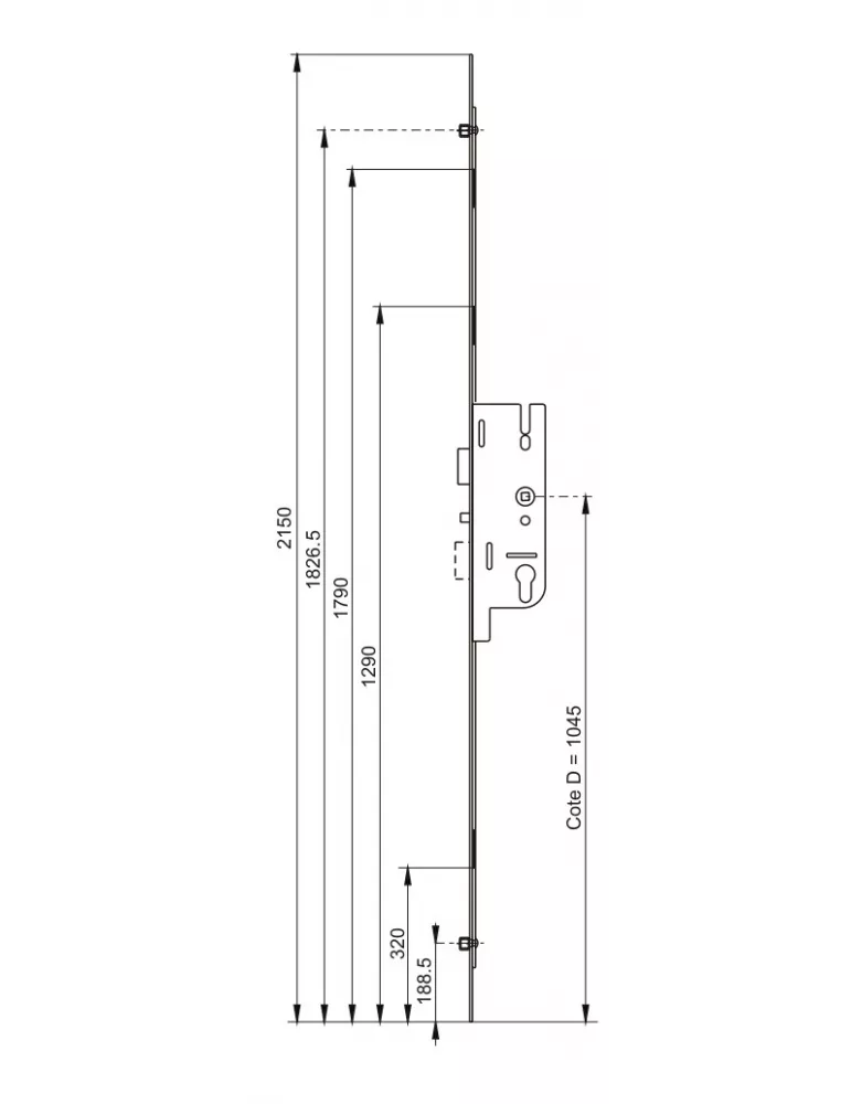 FERCOMATIC 3-point mortice lock, 2 rollers with latch and dead bolt