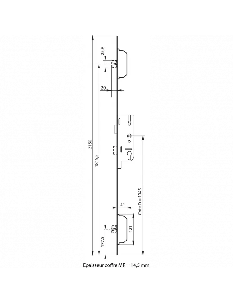 EUROPA 3-point mortise lock with latch and deadbolt