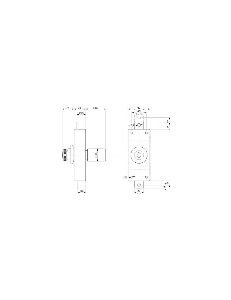 Mottura lock 34.326, 2 points with knob