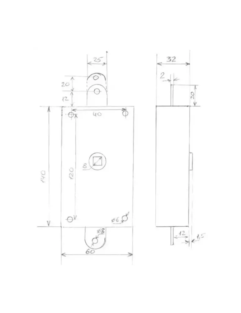 Mottura 34.327 2-point lock, with square follower of 8
