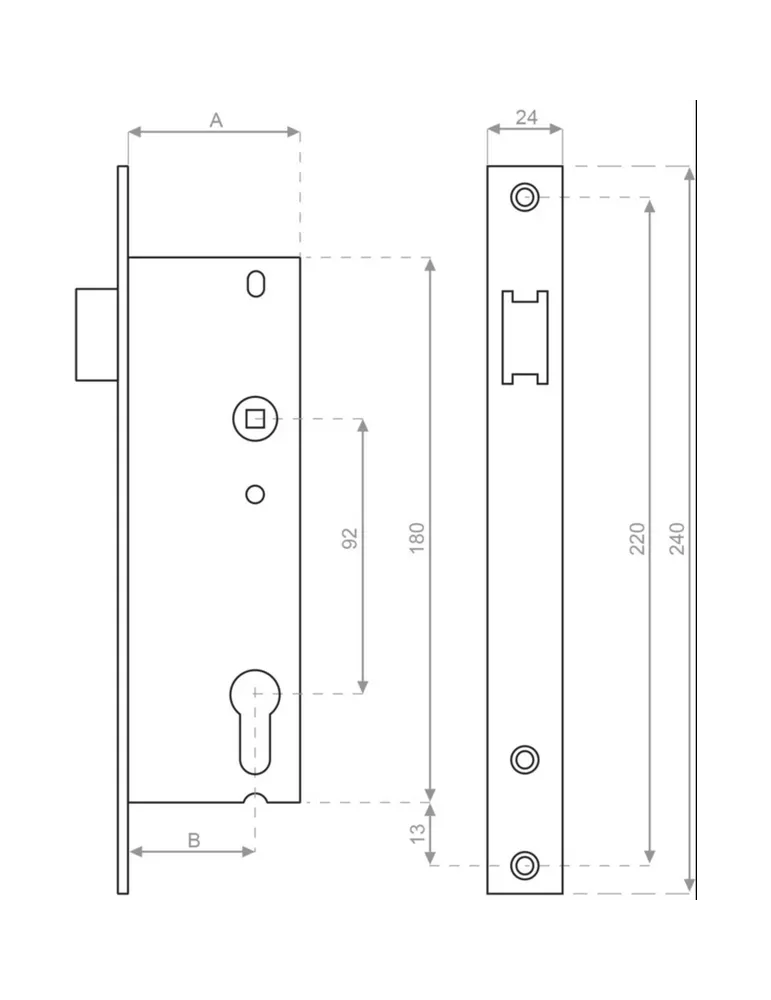 Héraclès 780/39 S/G MX-F1783602 mortise single-point lock