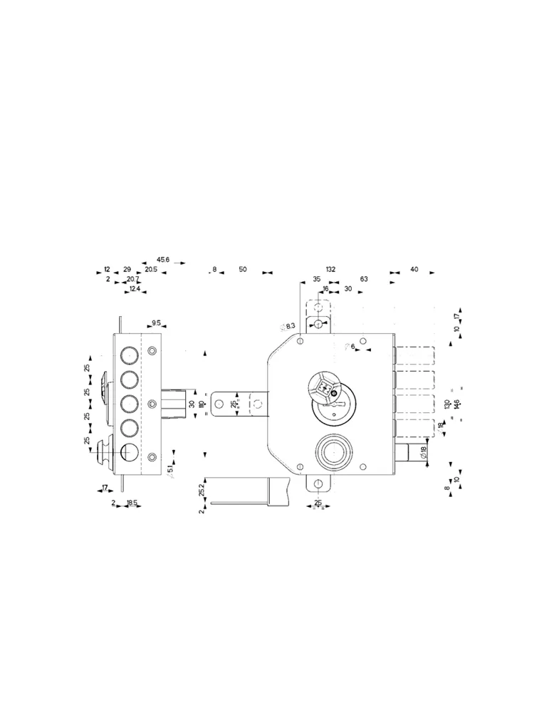 Mottura 550 lock, 5 points with double bit keys
