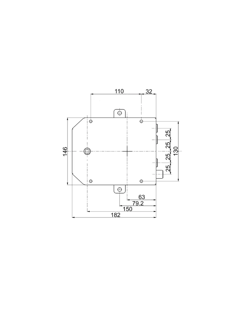 Mottura 50.737 – 3-Point Mortise Lock – Lateral Faceplate – Reversible